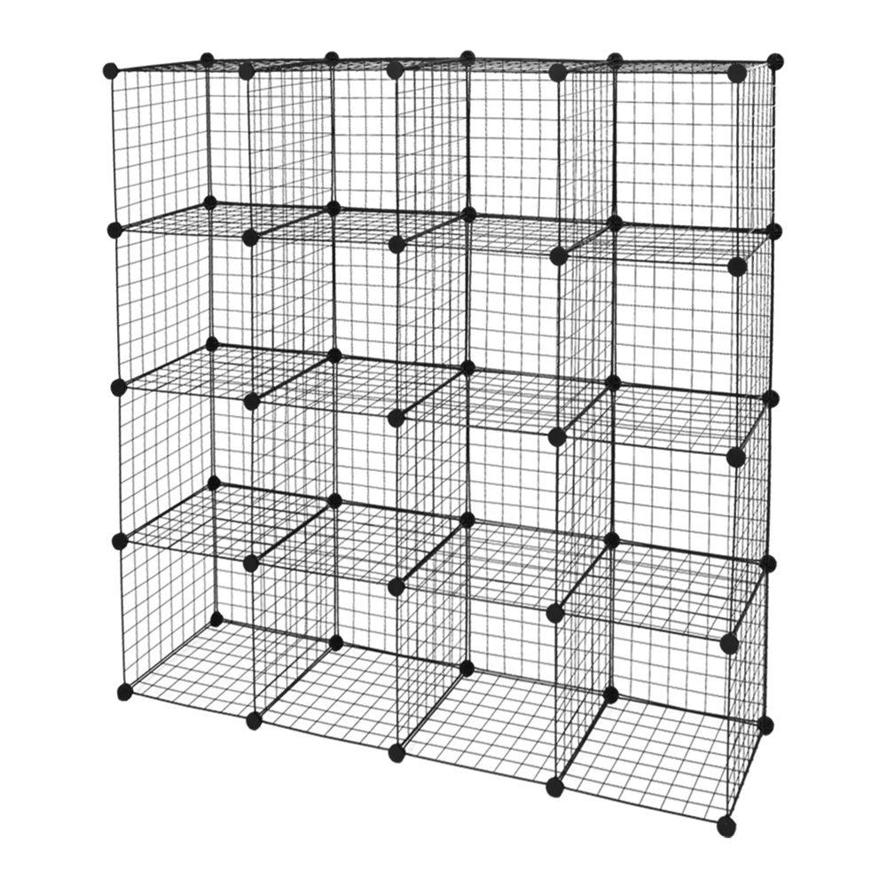 "16-kubusorganizer: Modulaire Draadplanken, Origami-Ontwerp, Metalen Raster, Multifunctioneel Voor Opslag En Weergave