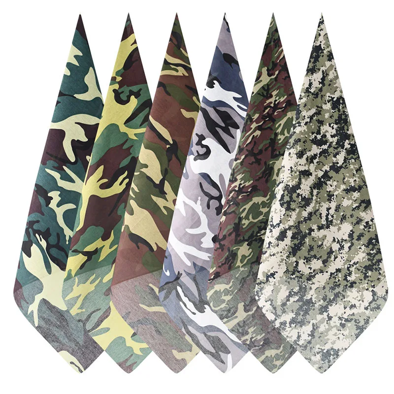 Camouflage Headband Cotton Bandanas Square Scarf Head Man Women Cycling Sun Protection Sports Breathable Printed Mask Headscarf