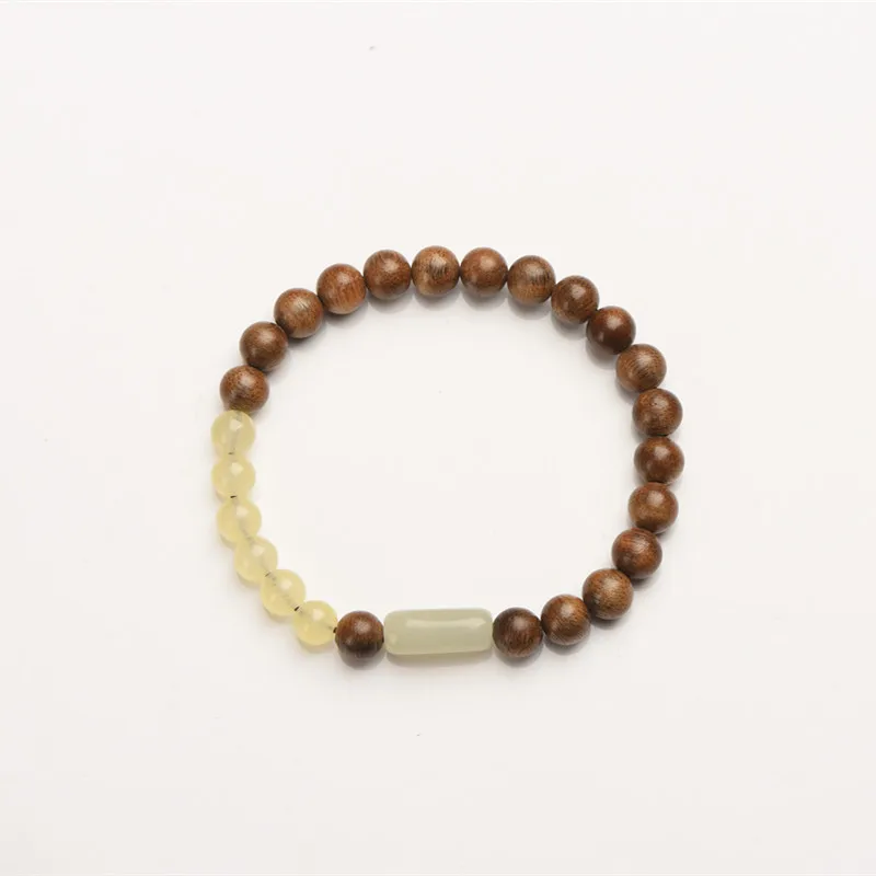 6mm Green Sandalwood Red Sandalwood Hetian Jade Ebony Agarwood Single Circle Bracelets for Men and Women Gifts