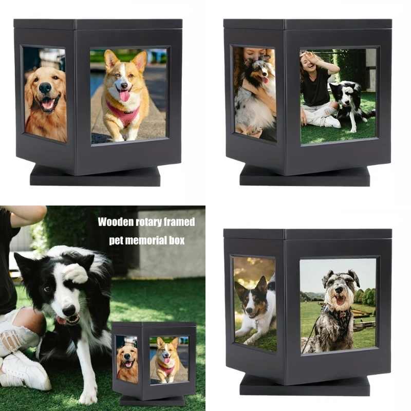 Wood Pet Memorial Frame Cremation Box For Cats Dog Sympathy Keepsakes Gift Memorial Funeral Urns Box With Photo Frame