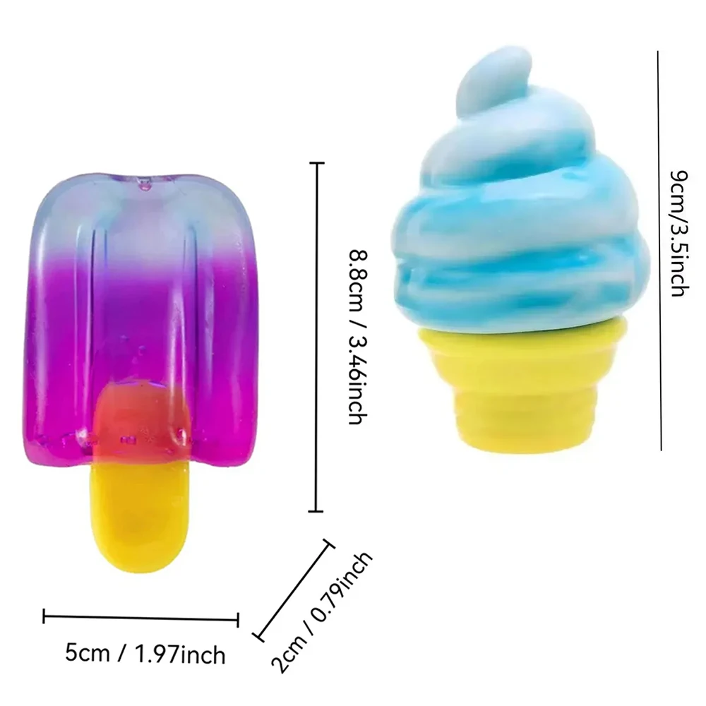 Ice Cream & Popsicle Squishy Toys Slow Rising Stress Relief Sensory Squeeze Fidget Toy For Anxiety ADHD Focus Party Favors