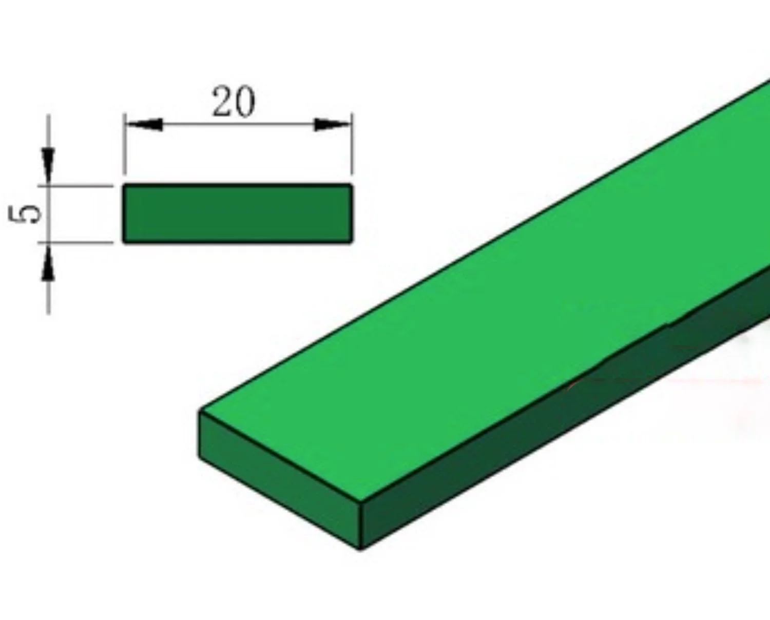 

10Meters 20x5mm PE Wear-Resistant Strip Conveying Machinery Baffle Anti-collision Plastic Plate Plane Cushion Strip