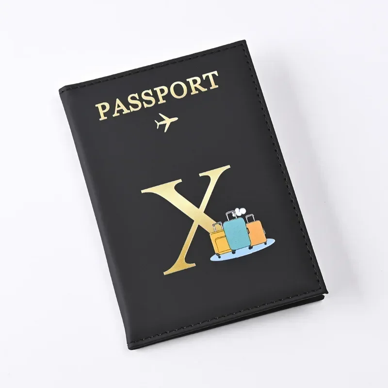 Porta-passaporte de viagem com letras da moda, capa de passaporte literal de couro PU para mulheres e homens, acessório de carteira de viagem fino