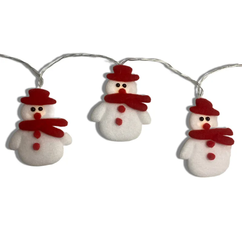 Cadena de iluminación de muñeco de nieve de peluche, lámpara de decoración de vacaciones de alce de cabeza de Papá Noel, luces de colores pequeñas creativas