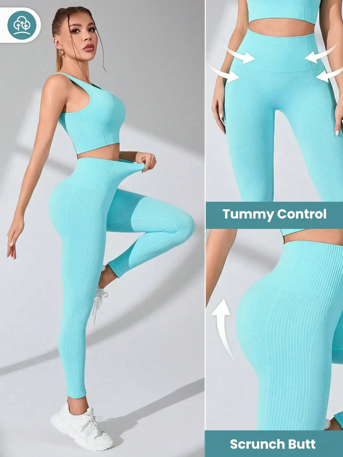 Conjuntos de treino feminino de 2 peças – leggings de ioga sem costura e sutiã esportivo com alça cruzada, roupas de ginástica, conjunto de roupas esportivas combinando