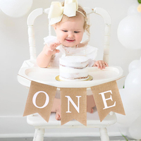 Baby First Birthday Chair Banner Burlap ONE Garland Boy Girl One Year Old Birthday Party Decoration Favors Photo Props Supplies