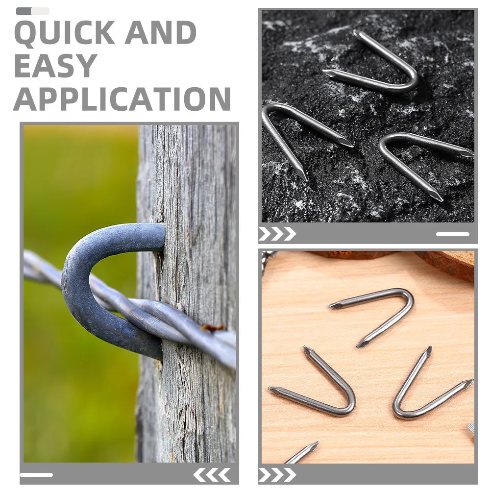 1 Bag Steel U Shaped Spikes 1.5 Inch Fencing Staples for Wire Netting Chicken Wire Fence Panel Hardware Cloth Pet Fence Garden