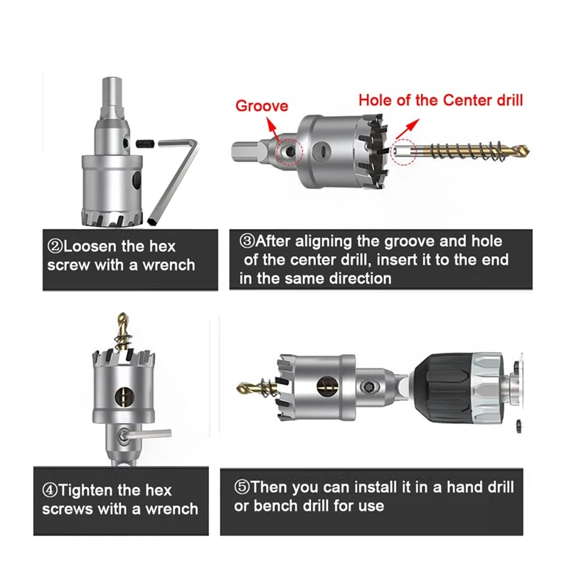 Promotion! 12-Piece TCT Hole Saw Kit For Hard Metal, 5/8Inch To 2-1/8Inch Tungsten Carbide Tip Metal Hole Saw Kit