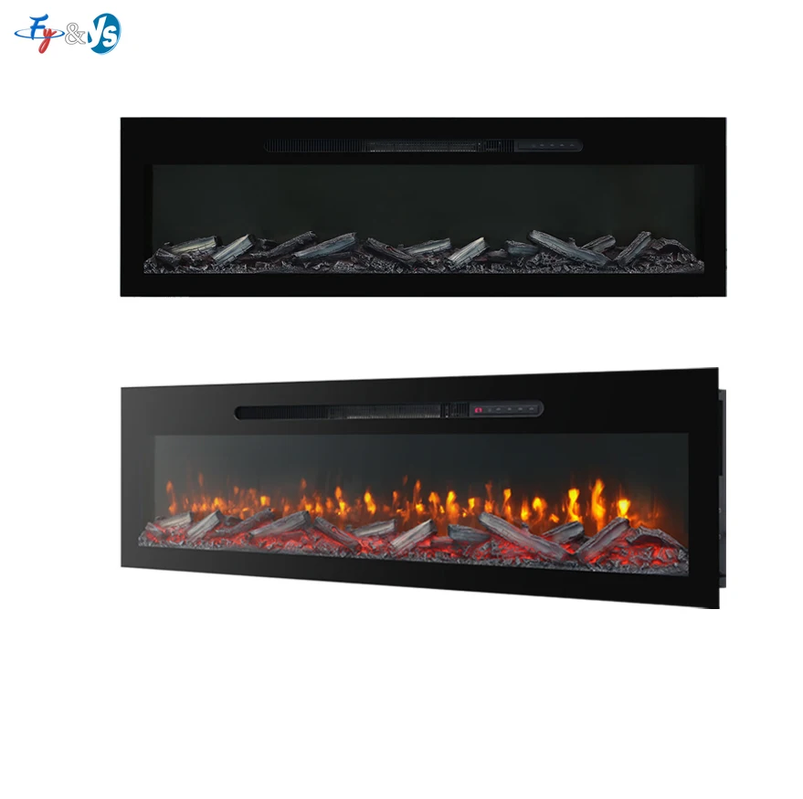 

1800W Wholesale Recessed and Wall Mounted Electric Fireplace with Remote and Touch Screen Timer Logs Crystals