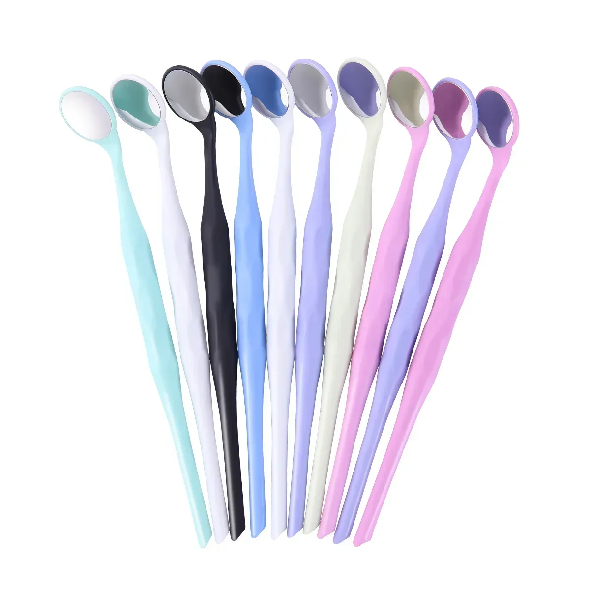 10pcs/Box With Randoms Colors Dentals Double Sided Mouth Mirrors Autoclavables Surfaces Exam Reflectors With Handle