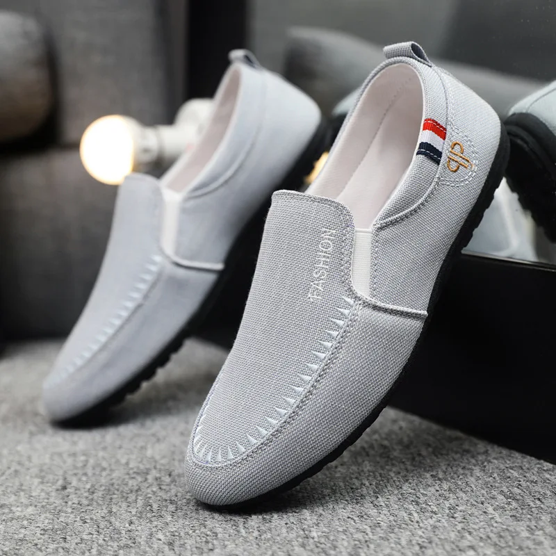 Shoes for Men Casual Slip on Loafers Plus Size Breathable Canvas Driving Shoes Office Walking Flats Non Slip Moccasins