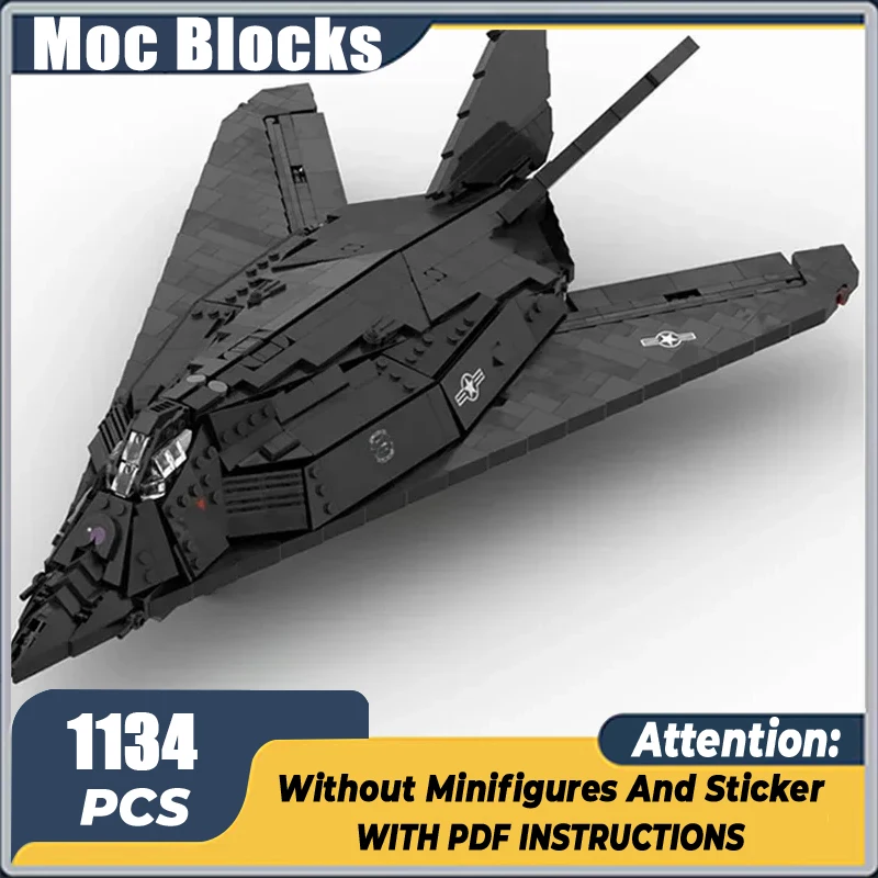 Moc Building Bricks Military Aircraft Model F-117 Nighthawk Fighter Technology Blocks Gifts Christmas Toys DIY Sets Assembly