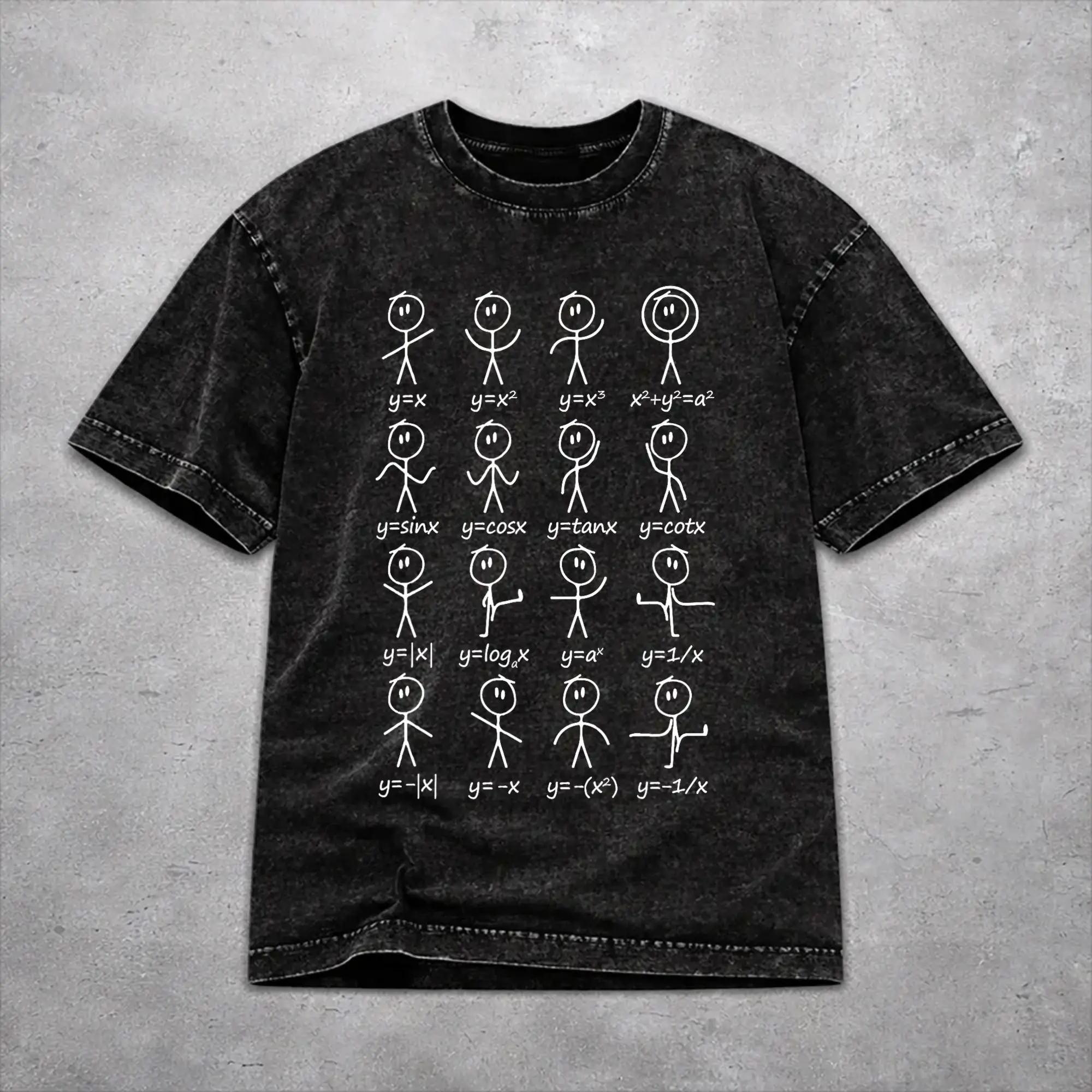 Algebra Dance Funny Graph Figures Math Equation Teacher  Outfit Washed T Shirts for Men Women Streetwear Hip Hop T-Shirt