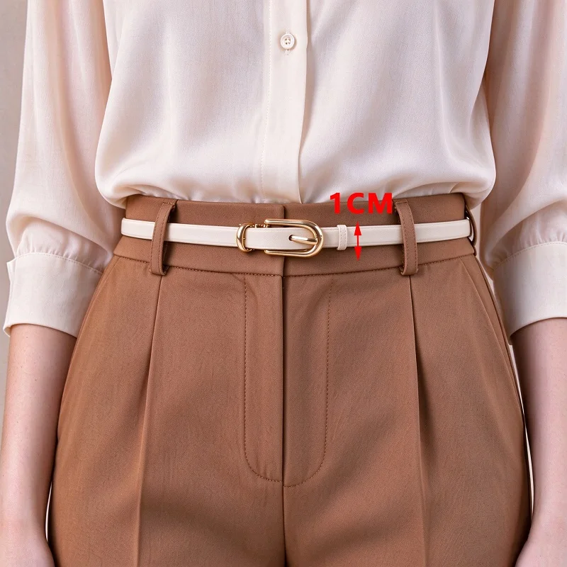 Women's Simple Solid Color PU Leather Thin Belt