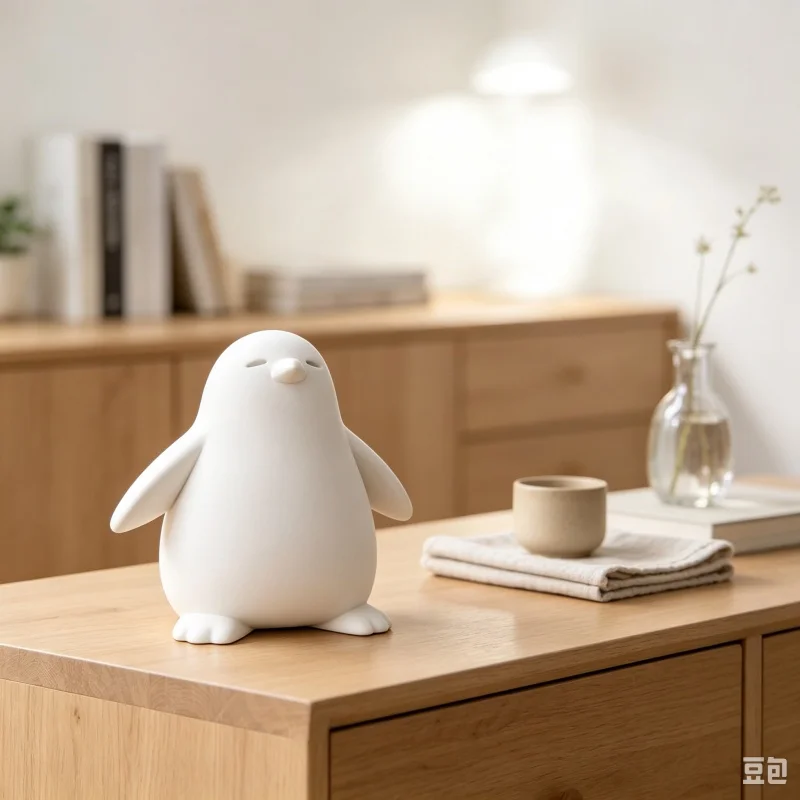 3D Printed Chubby Penguin Cute Proud Penguin Figurine, Minimalist Desktop Ornament, Plastic Lovely Animal Tabletop Decor