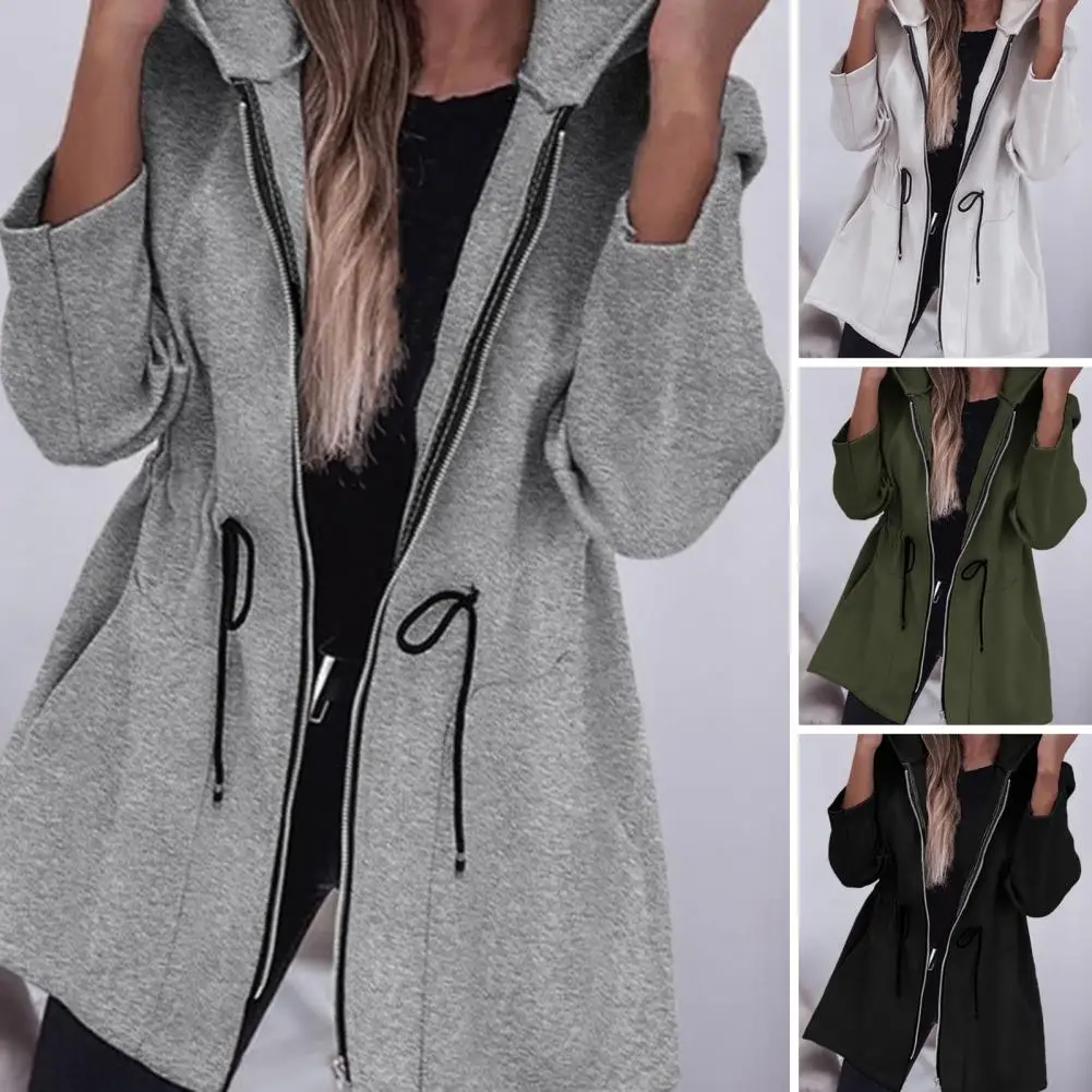 Autumn Jacket Women Hooded Windbreaker Coats New Korean Female Casual Zipper Wear Mid Long Outwear 3XL