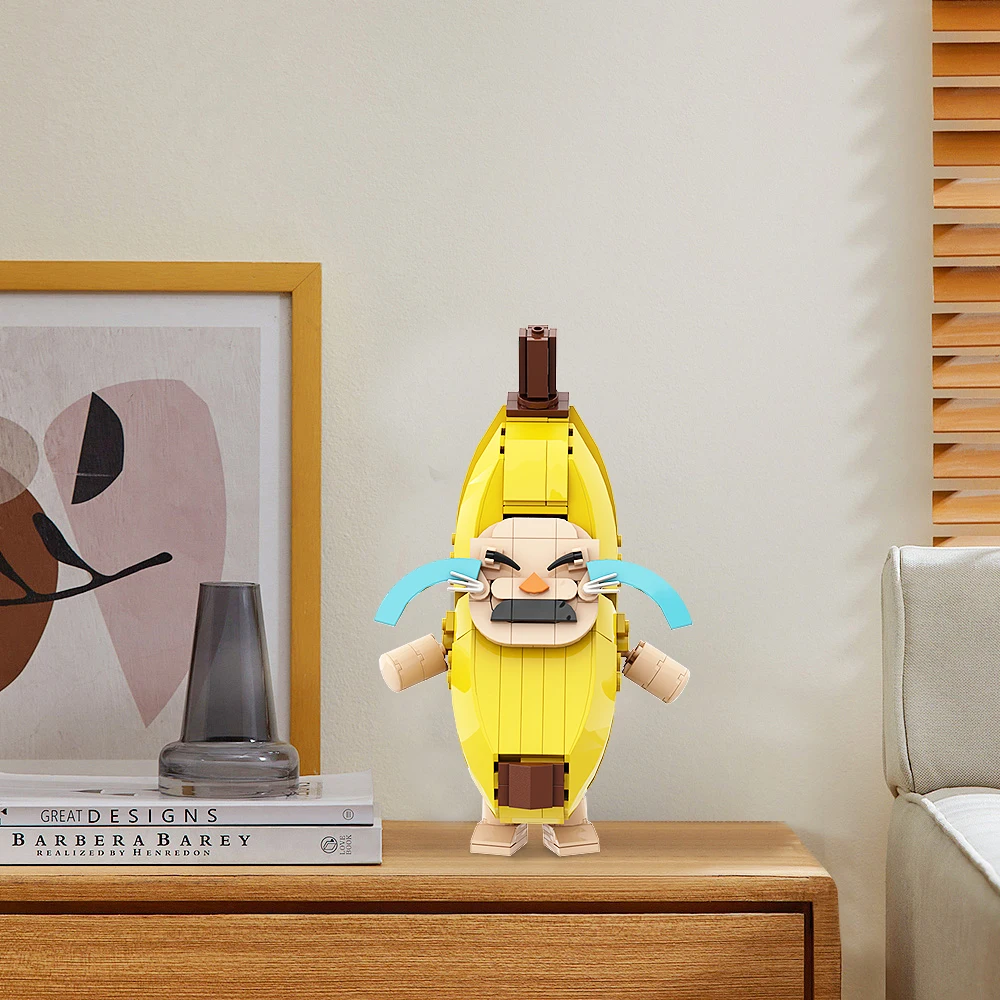 SETBRICKS MOC Crying Banana Cat Building Blocks Cute Banana Cat Funny Building Block Desktop Decoration For Kids Birthday Gifts