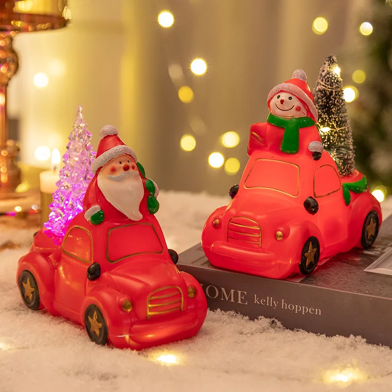 Juguetes de coche de Navidad para niños, dibujos animados, padre, muñeco de nieve, árbol de Navidad, decoraciones divertidas, luz nocturna, regalo de Navidad, nuevo