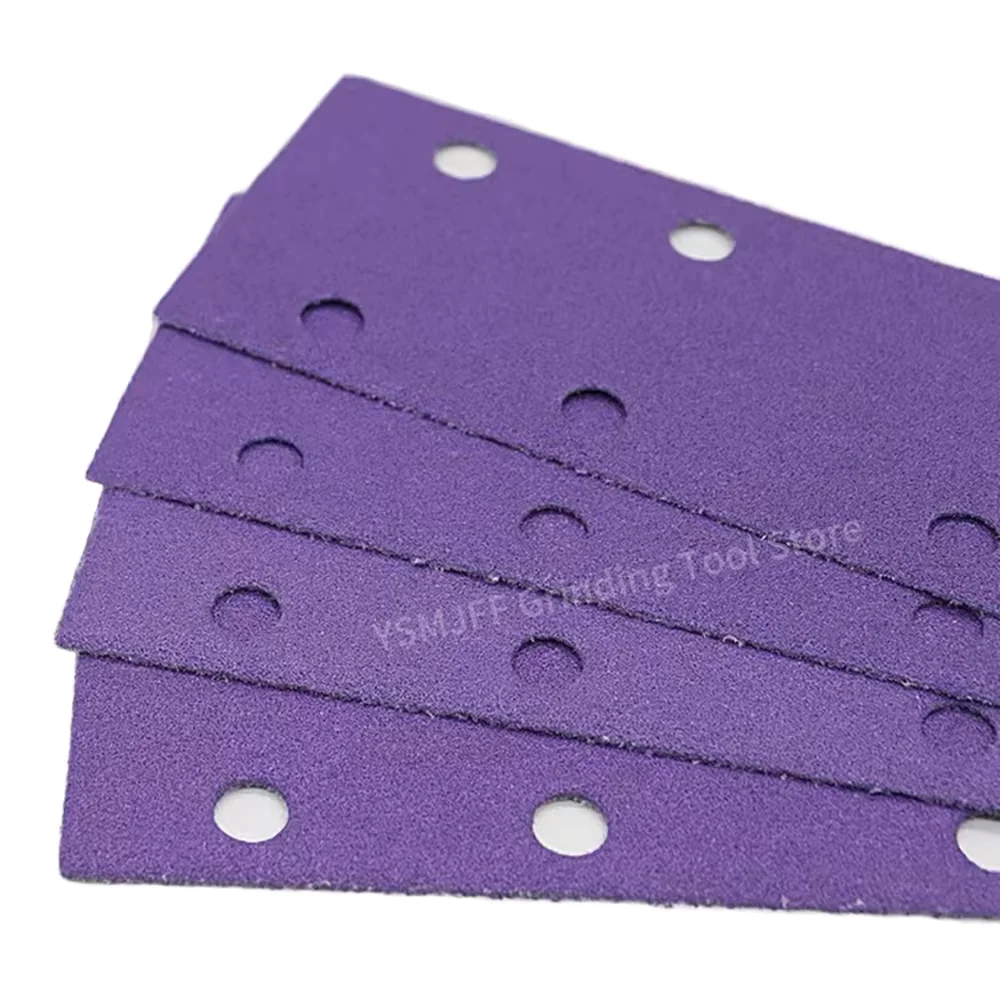 10PCS 95x180mm Purple Ceramic Rectangular Sandpaper Flocking Sheet for Wood Furniture Metal Sanding and Automotive Polishing