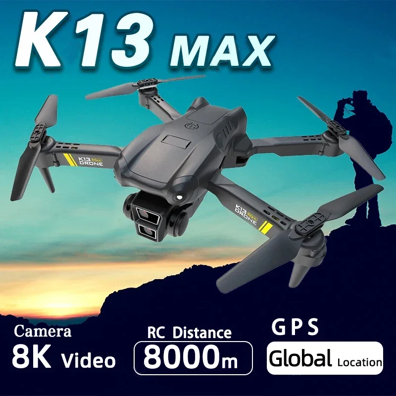 K13Max Drone 8k Dual HD Camera WIFI Obstacle Avoidance Aerial Photography Profesional Optical flow Foldable Mini Quadcopter Toys