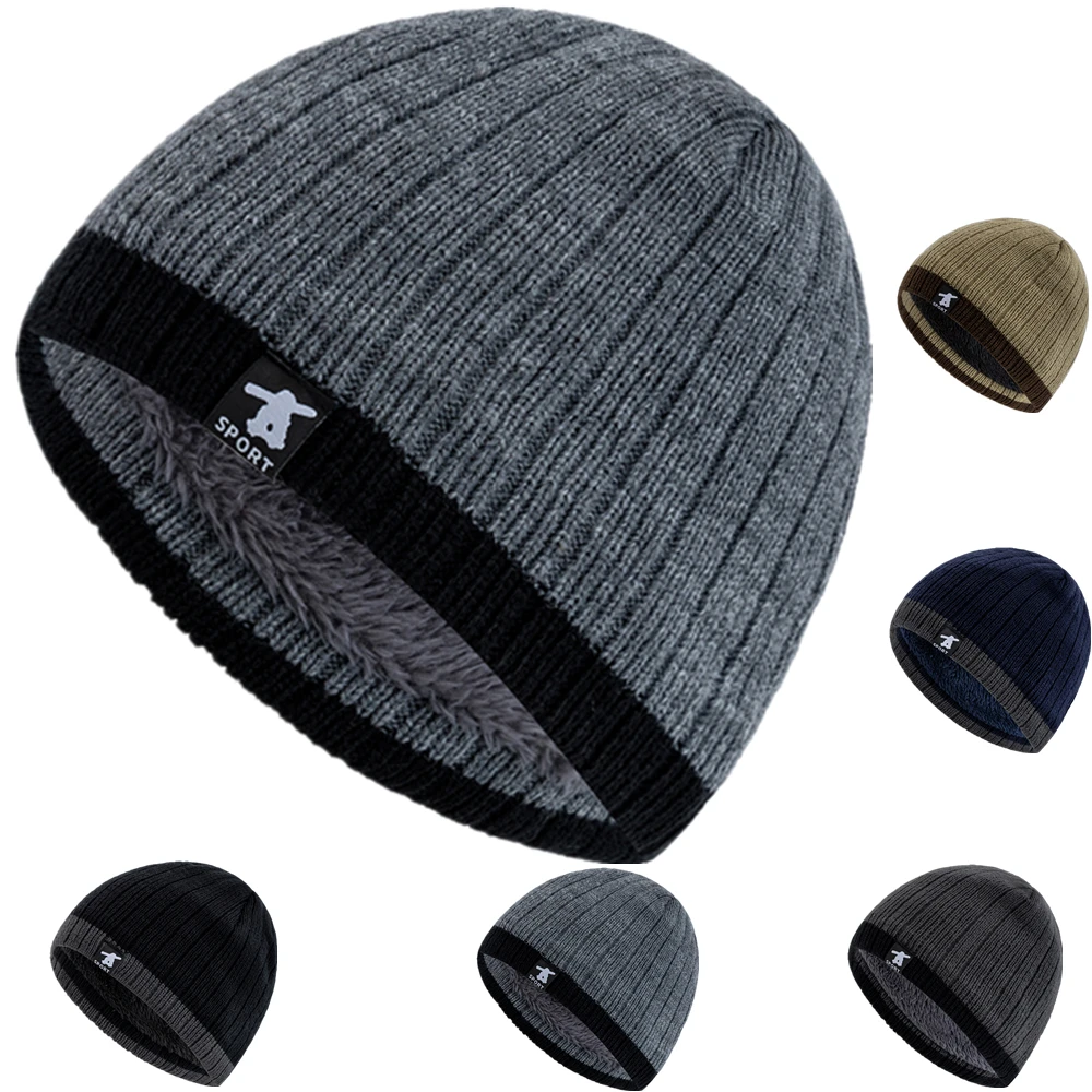

New Unisex Winter Hats Cap Plush Fur Lined Warm Streetwear Beanies For Man Woman Casual Winter Skiing Cap Knitted Hats