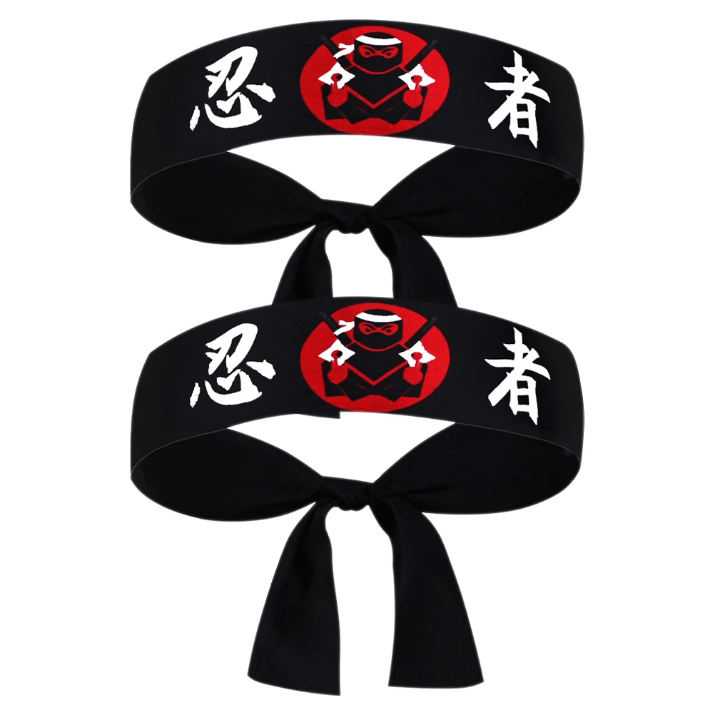 2 sztuki japońska opaska Ninja Bandana Ninja z nadrukiem Karate szefa kuchni Anime opaska rekwizyt Cosplay szefa kuchni styl japoński opaska Karate