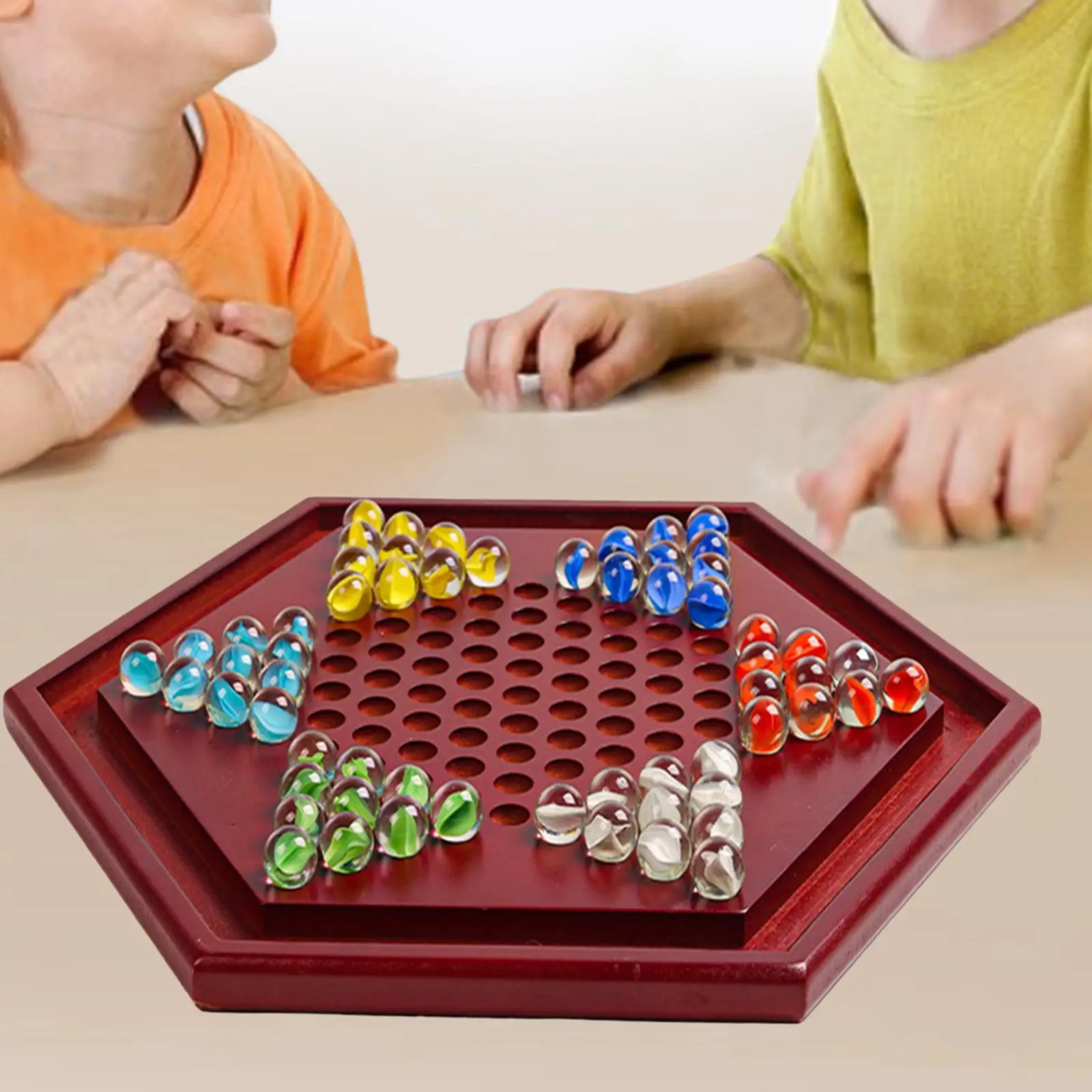 Chinese Checkers Children Gifts Parties Christmas Present for Ages 6+ Collections Multiplayer 13.78 Inches Board with 60 Marbles