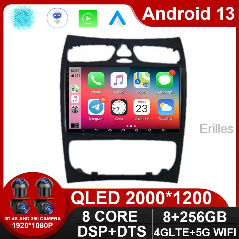 

Wireless Carplay Android Auto Car Radio For Mercedes Benz C Class CLK Class W203 W209 S203 A209 autoradio 4G WIFI DSP DVD