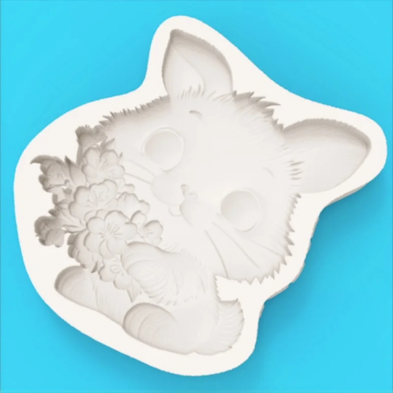 Silicone Mold with a Serene Atmosphere, Featuring a Smiling Rabbit and Cherry Blossoms, for Easter Desserts and Chocolate Fondant Making - view 4