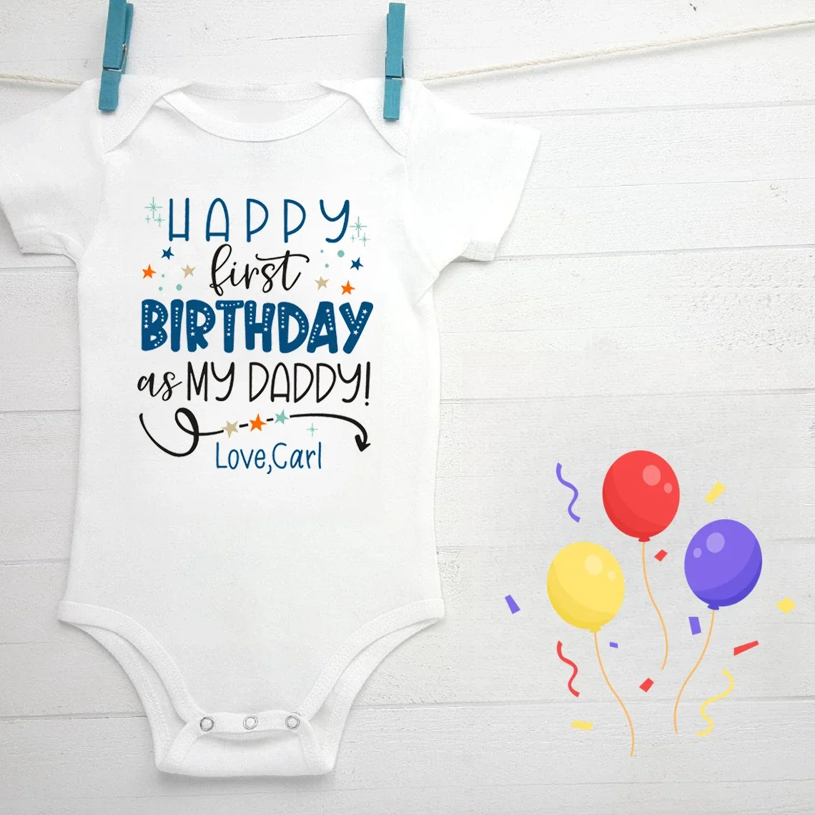 Personalized Name Happy First Birthday As My Daddy Newborn Baby Bodysuit Cotton Infant Clothes Ropa Daddy Birthday Present