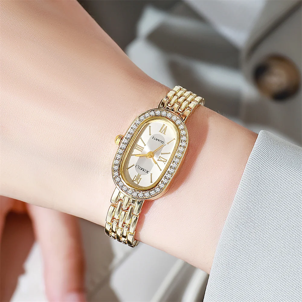 Fashion Roma Oval Dial Women’s Quartz Watch Casual Bracelet Strap Ladies Watches（Without Box）
