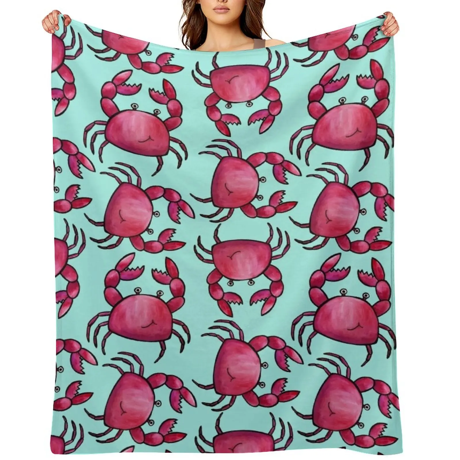 

Watercolor Crab Print Throw Blanket Multi-Purpose Sofa Throw heavy to sleep Cute Blankets