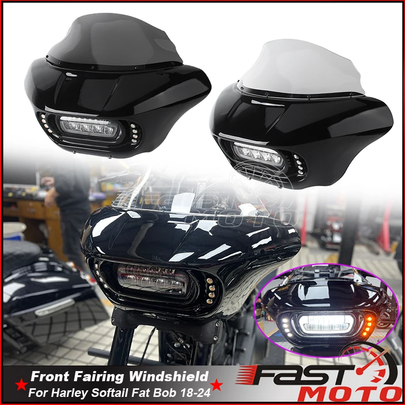 

Headlights Fairing Mask For Harley M8 Softail Fat Bob FXFB 18-19 FXFBS 18-24 Motorcycle Club Style Front Fairings Windshields