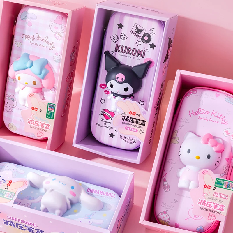 Sanrio PU piórnik o dużej pojemności Kawaii HelloKitty Cinnamoroll Melody szkolne etui piórnik materiały piśmienne