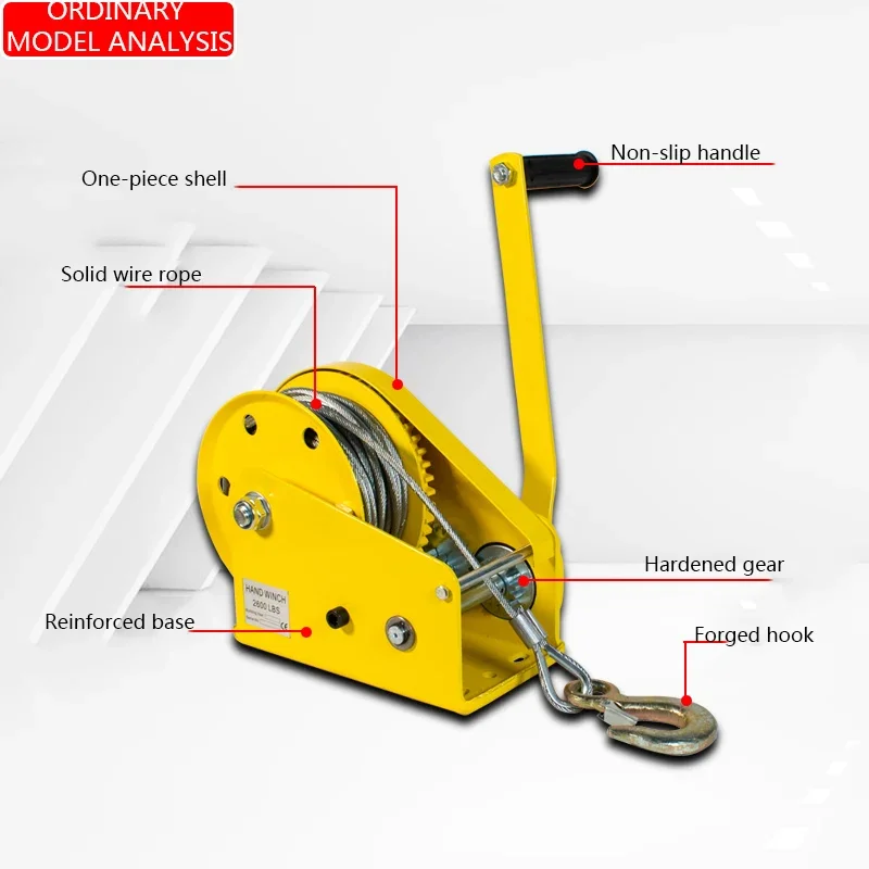 1PC Two-Way Self-Locking Device Small Manual Winch Mini Wire Rope Winch With Hook Automatic Brake Manual Crane Hoist