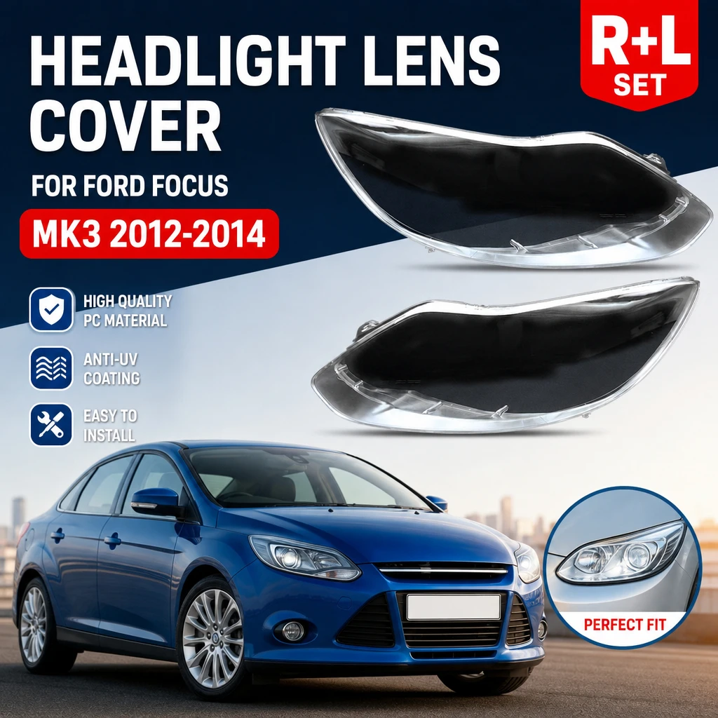 Headlight Lens Cover For Ford Focus MK3 2012-2014 1Pair High Quality PC Anti-UV Coating Easy Install Perfect Fit Replacement