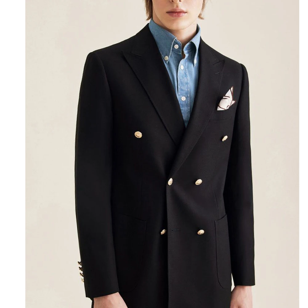 

Men's Suits Fashion Business 1 Piece Jacket Sets High Quality Double-breasted Peak Lapel Slim Fit Male Clothing Outfits