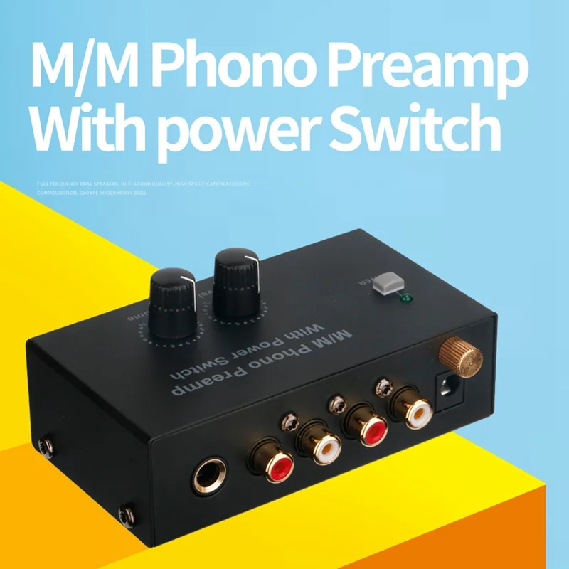 มินิอิเล็กทรอนิกส์เสียงสเตอริโอ Phonograph Preamplifier พร้อมอินพุต RCA เอาต์พุต RCA การทํางานเสียงรบกวนต่ําขับเคลื่อนโดยอะแดปเตอร์ DC 12 โวลต์