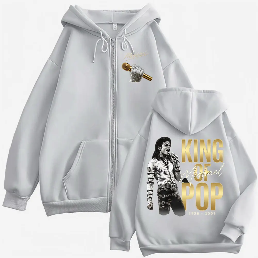 Michael Jackson King of Pop Movie 2026 Reißverschluss-Hoodies für Männer und Frauen, Hip Hop Harajuku Jacke, Sweatshirt, Fleece, Pullover mit Reißverschluss, Mäntel – Detail 6