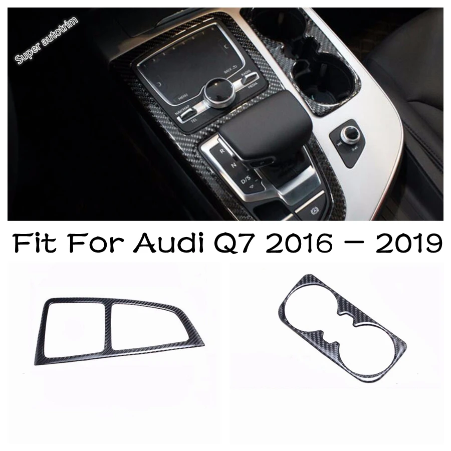 

Car Central Control Gear Shift Panel Water Cup Holder Frame Decoration Cover Trim Interior Accessories For Audi Q7 2016 - 2019