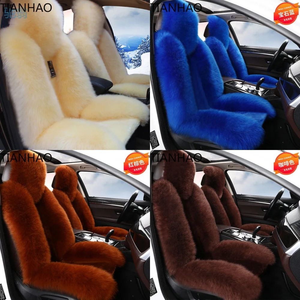 Ejv New Winter Wool Car Seat Cushion with Real Fur and Plush Fleece Cover for Warmth