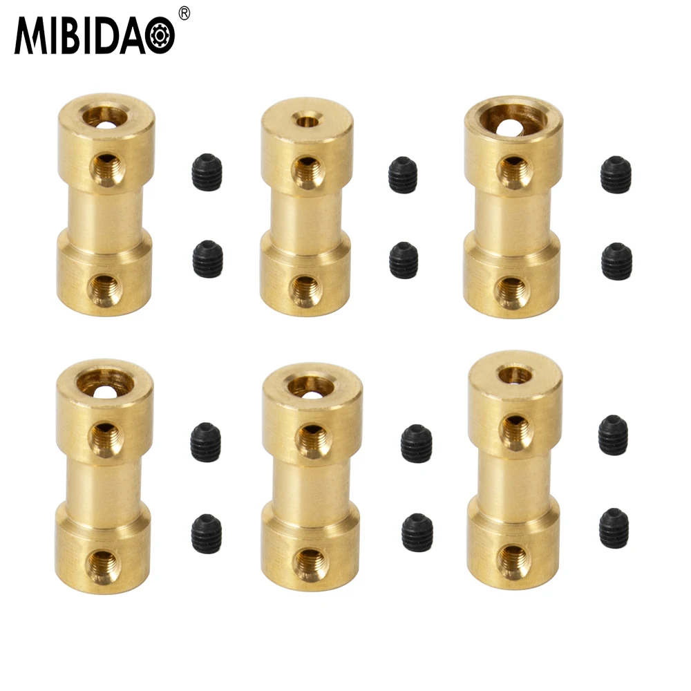 MIBIDAO 1szt 2mm/2.3mm/3mm/3.17mm/4mm/5mm/6mm Mosiężny łącznik wału silnika Złącze skrzyni biegów do łodzi RC Samochód Samolot