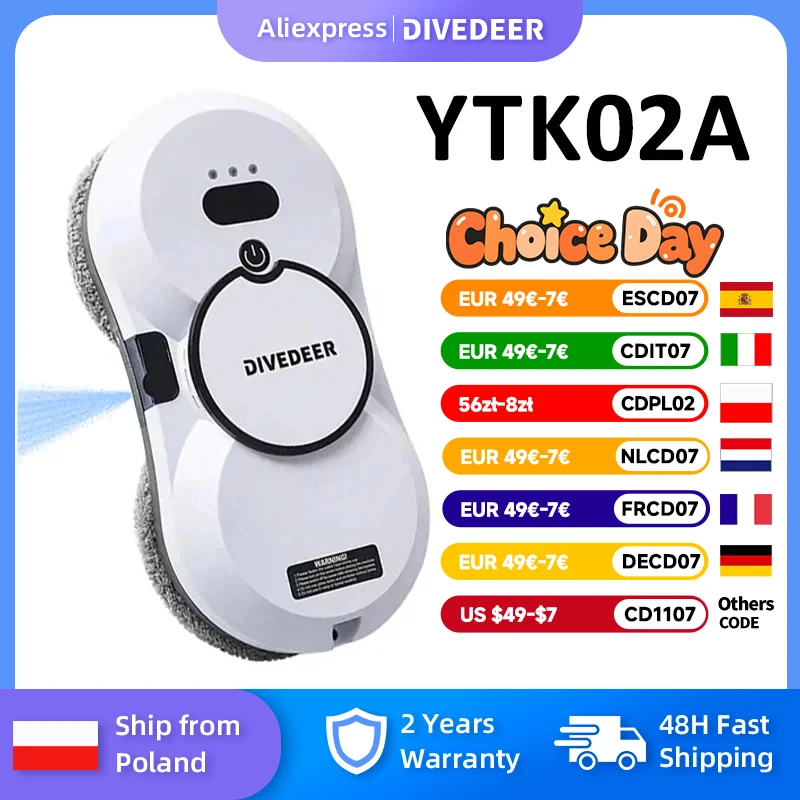 DIVEDEER Window Cleaning Robot Large Suction Spray Electric Anti-fall Remote Control Vacuum Cleaner