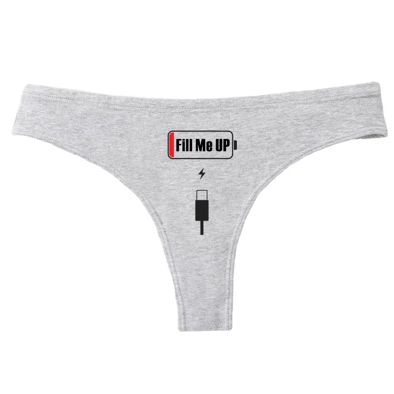 FILL ME UP Please Charge G-string Women's Cotton Thong Breathable Comfortable Female Underwear Girls Hot Panties Sexy Lingerie - view 6