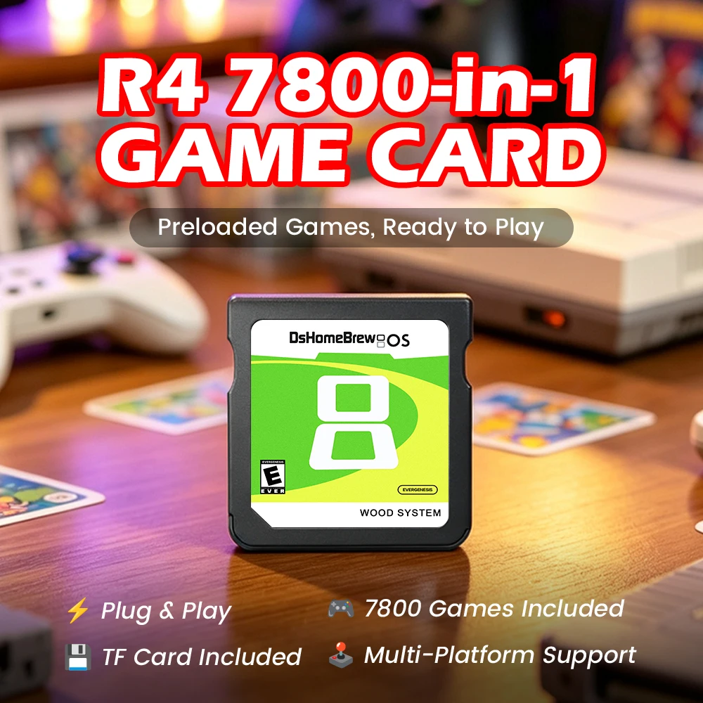 7800 In 1 Game Collection Wood System DS FlashCard With 32G/64G TF Card For NDS/NDSL/NDSI XL/2DS/3DS/3DS XL Memory Burning Card