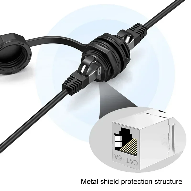 Waterproof CAT6A RJ45 Panel Socket Industrial Ethernet M25/M21 RJ45 Network Connector Module Plug CAT6 RJ45 Circular Joint
