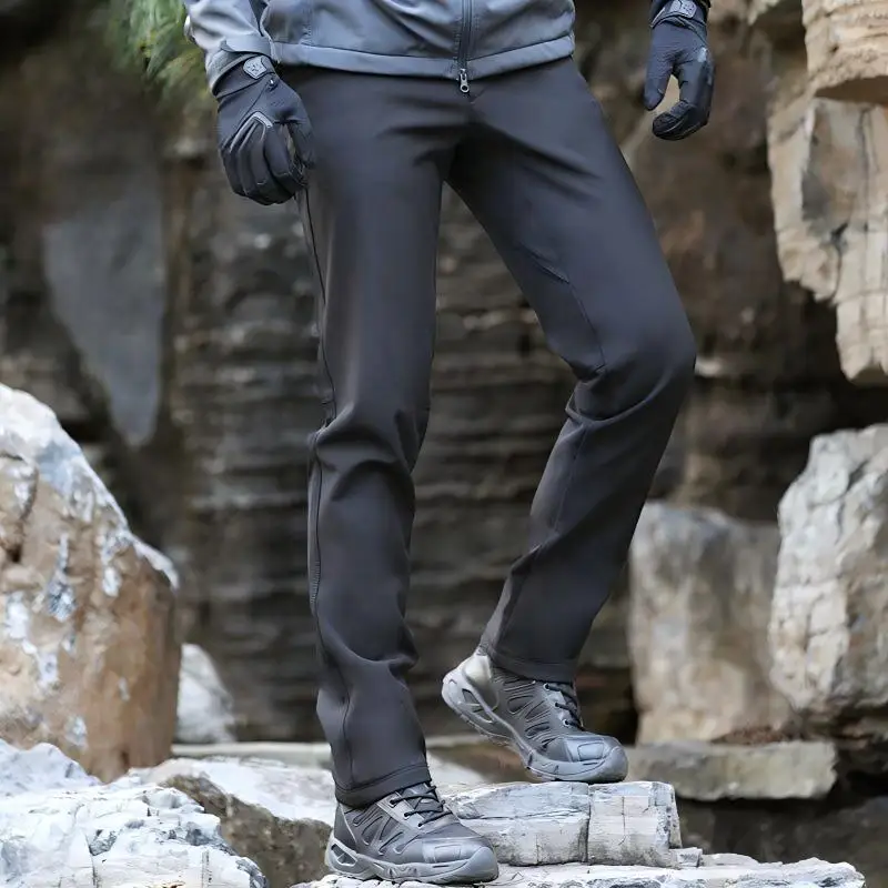 Soft Shell Assault Pants With Autumn And Winter Fleece Tactical Pants,Elastic Slim Fit, Outdoor Mountaineering Business Trousers