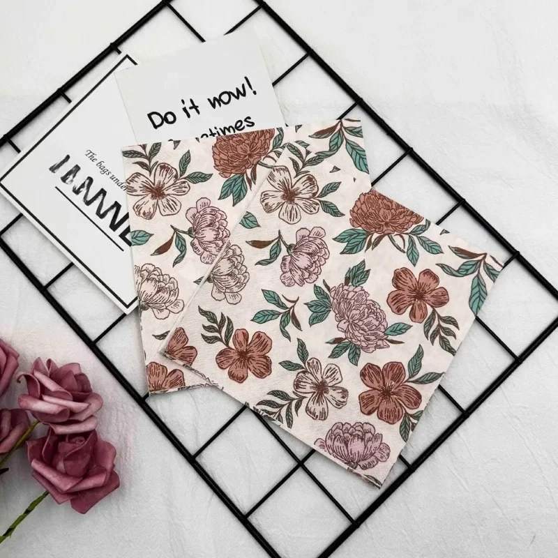 20 pcs 33cm New Colorful Printed Napkins Japanese Style Flower-Mouth Cloth Napkins Decorative Painting DIY Decoupage Paper