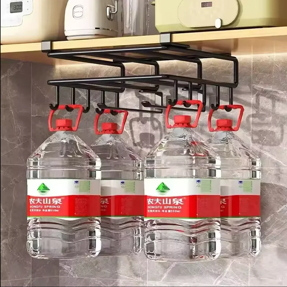 Küchen-Organizer-Rack unter dem Schrank mit Haken, Mehrzweck-Aufbewahrungsregal für Papierhandtuch, Schneidebrett und Topfdeckel – Detail 4