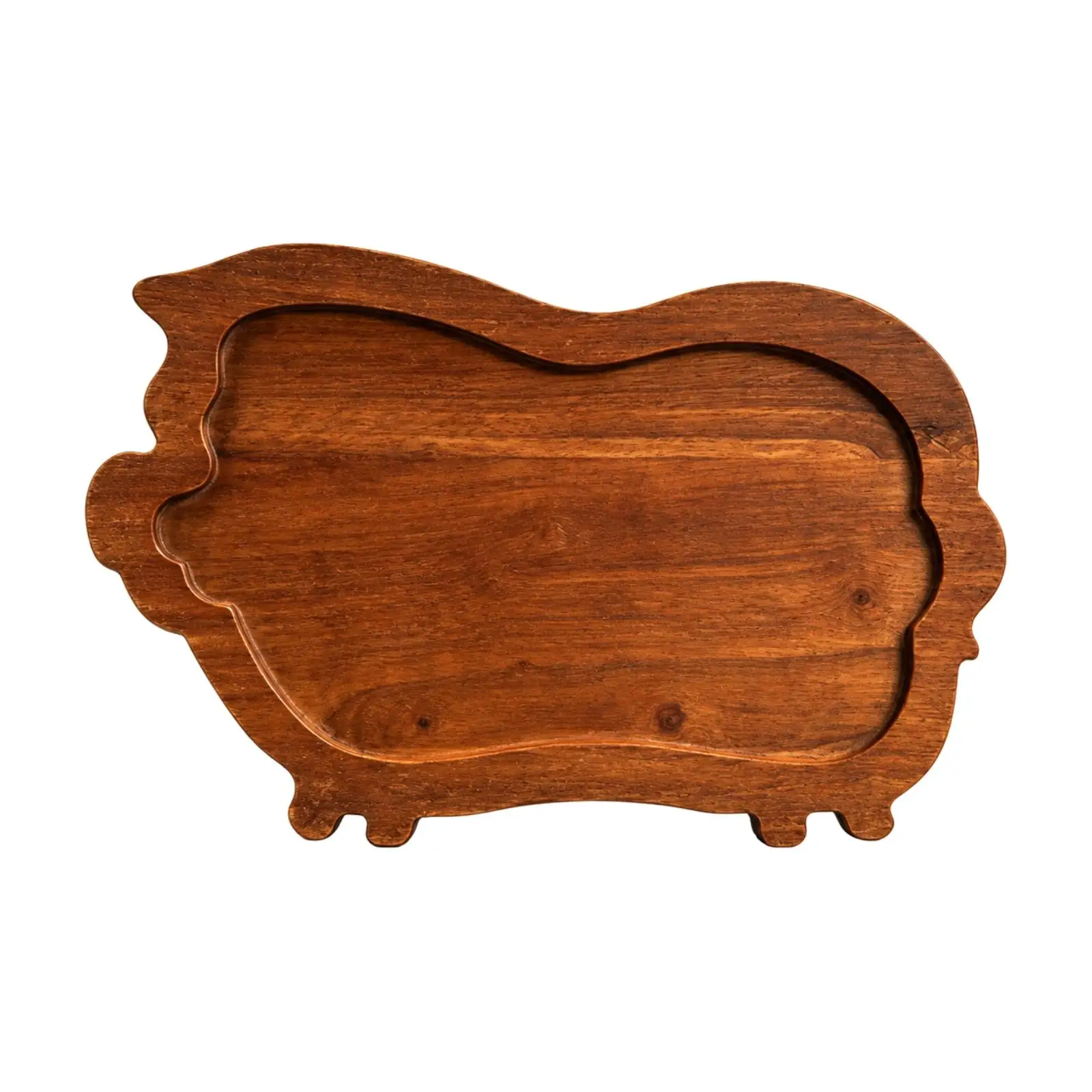 Small Wooden Pig Tray with Feet for Serving Cookies Candy and Rustic Kitchen Decor